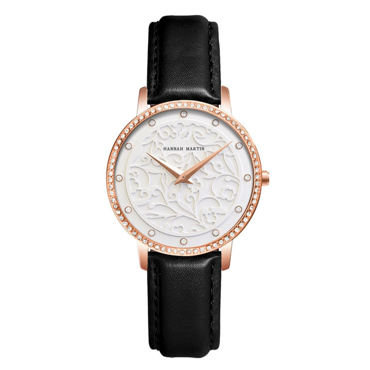 Elegant Embossed Design Dial Quartz Watch for Women