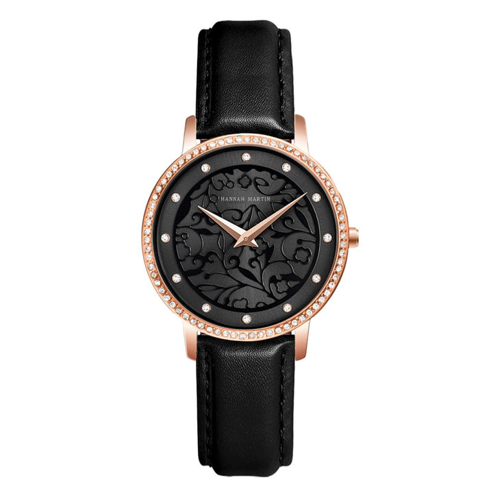 Elegant Embossed Design Dial Quartz Watch for Women