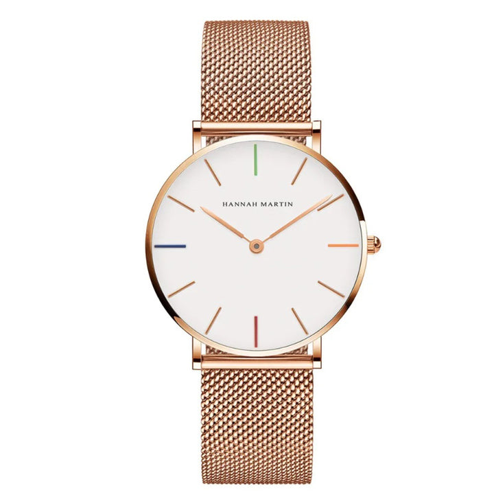 Mesh Strap Round Pointer Quartz Watch for Women