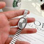 Delicate Oval Shaped Dial Quartz Watch for Women