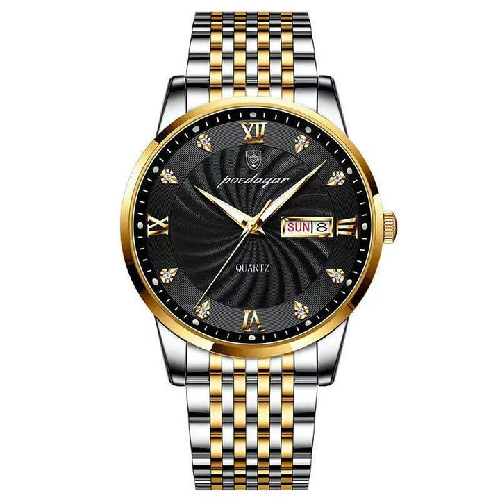 Rhinestone Inlay Dial with Stainless Steel Luminous Watch for Men