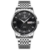 Rhinestone Inlay Dial with Stainless Steel Luminous Watch for Men