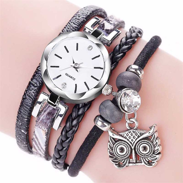 Multi-layer Bracelet with Quartz Watch and Charms for Women