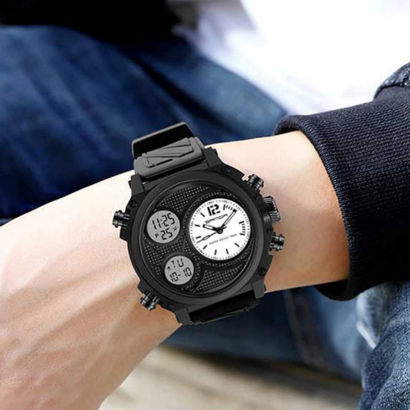 Triple Digital Dial Display Casual Watch for Men