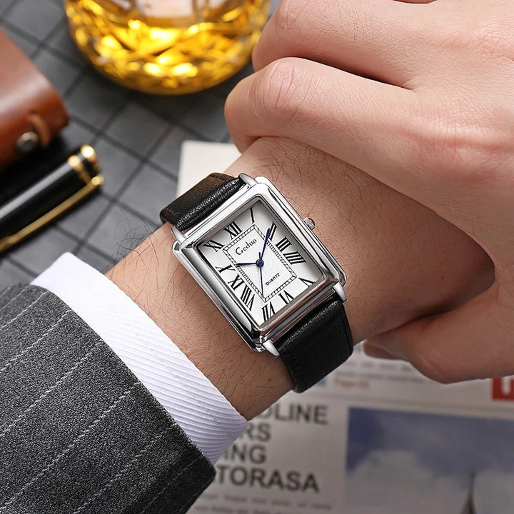 Timeless Roman Numerals Dial Quartz Watch for Men