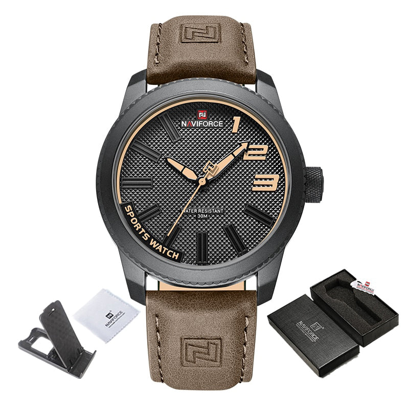 Men's Casual Sports Watch with Soft Leather Strap