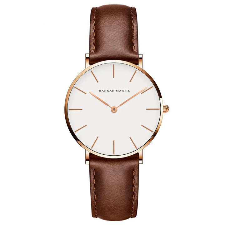 Minimalist Round Stick Dial Quartz Watch for Women