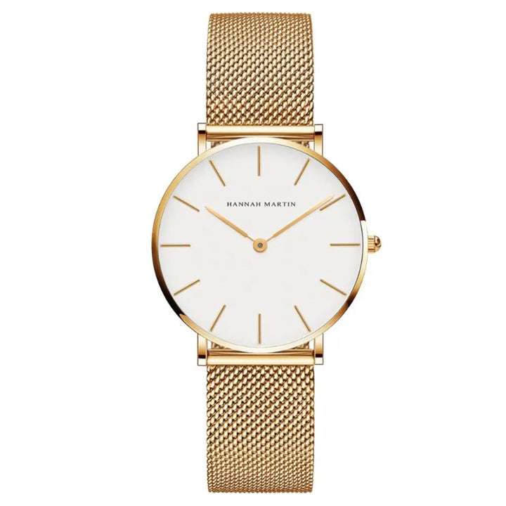 Mesh Strap Round Pointer Quartz Watch for Women