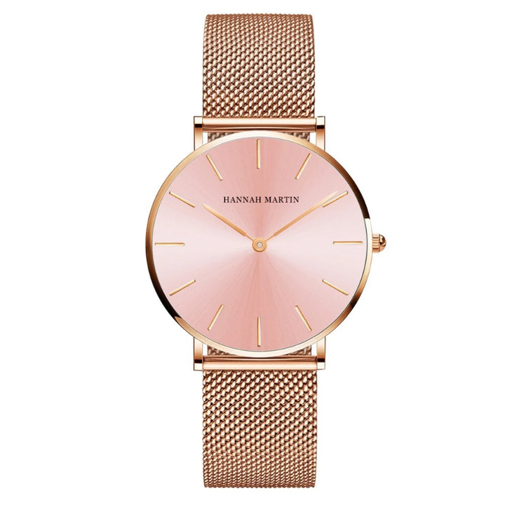 Mesh Strap Round Pointer Quartz Watch for Women