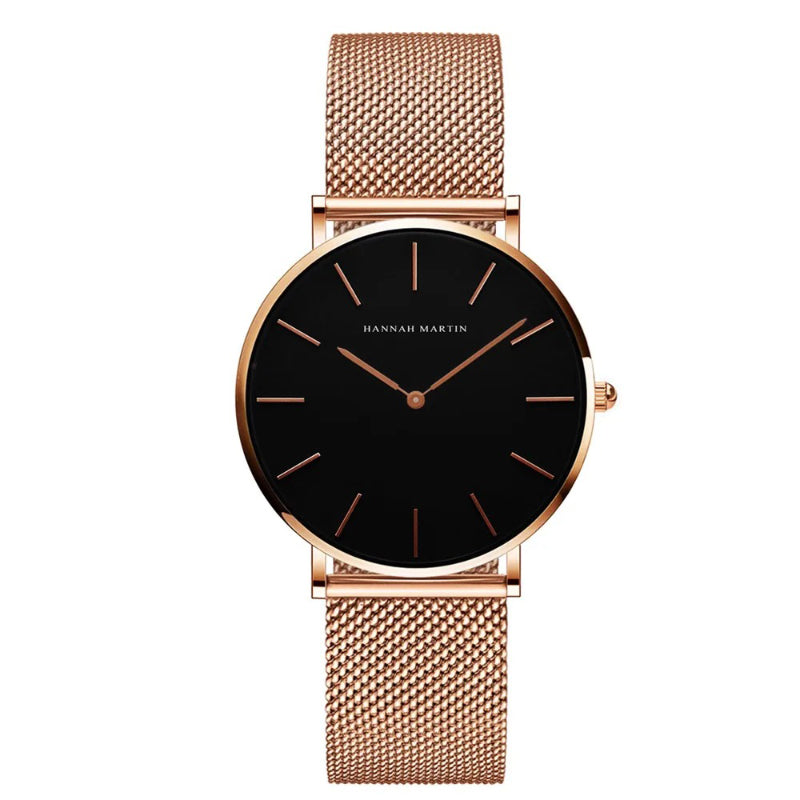 Mesh Strap Round Pointer Quartz Watch for Women