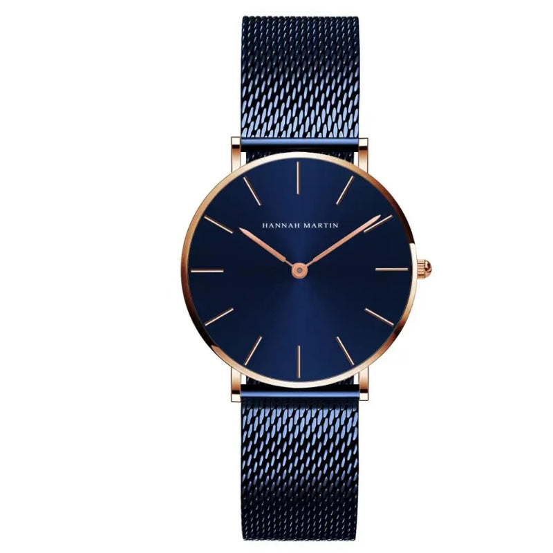 Mesh Strap Round Pointer Quartz Watch for Women