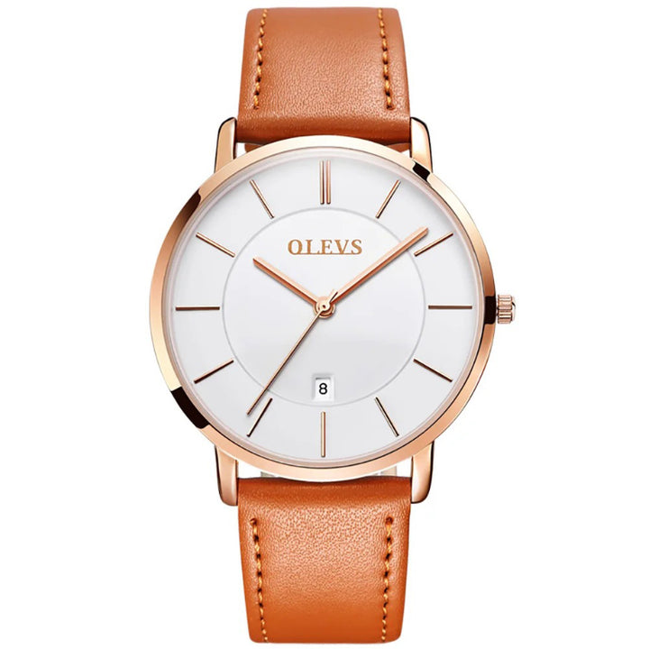 Ultra-thin Men's Round Pointer Quartz Watch with Calendar Display