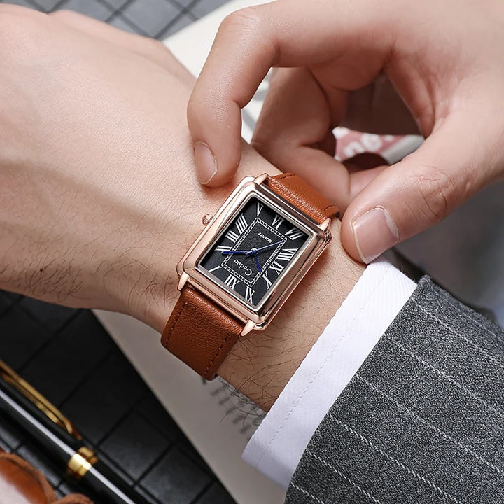 Timeless Roman Numerals Dial Quartz Watch for Men