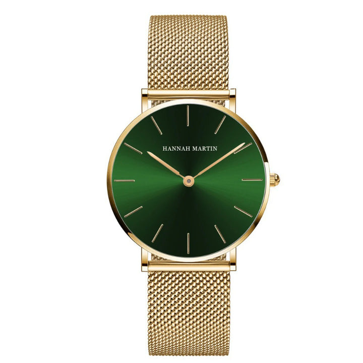 Mesh Strap Round Pointer Quartz Watch for Women