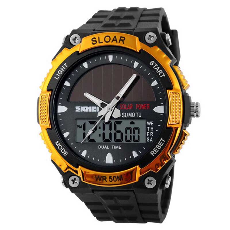 Solar Power Hybrid Dial Display Outdoor Sports Watches for Men