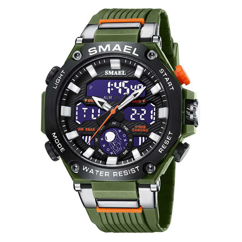 Trendy Men's Dual Display Electronic Sports Watch