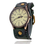 Vintage Style Large Dial with Thick Leather Strap Quartz Watches