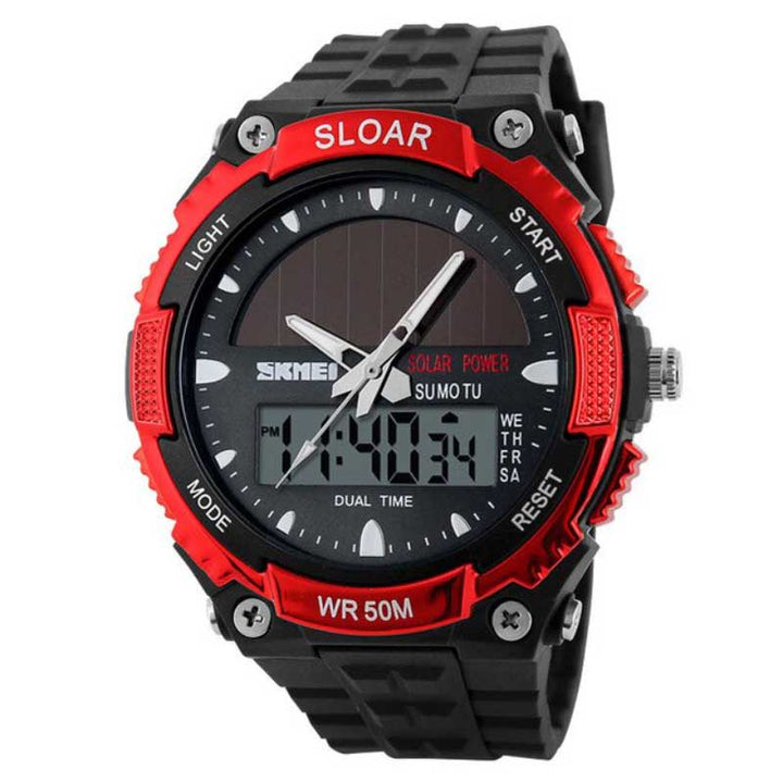 Solar Power Hybrid Dial Display Outdoor Sports Watches for Men