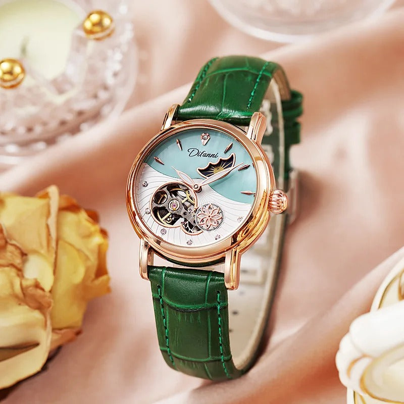 Women's Rotatable Flower Automatic Moon Phase Watch