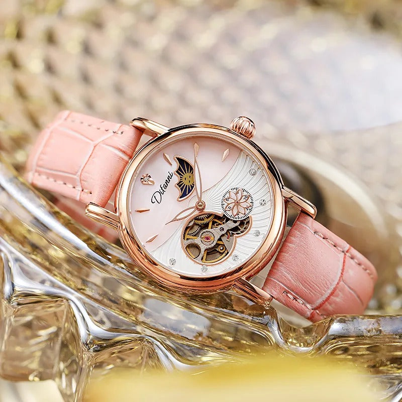 Women's Rotatable Flower Automatic Moon Phase Watch