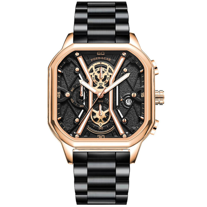 Fashion and Luxury Square Dial Luminous Quartz Watch for Men