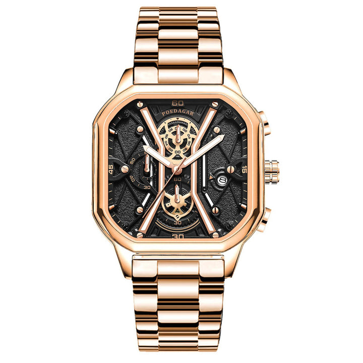 Fashion and Luxury Square Dial Luminous Quartz Watch for Men