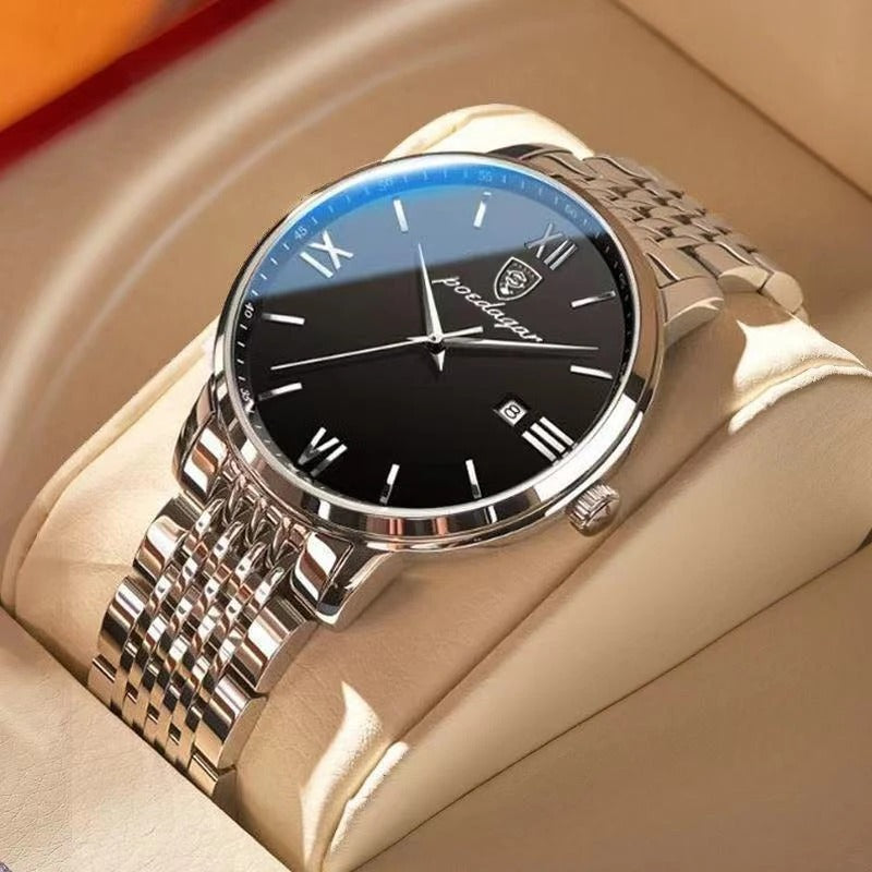 Luxurious Business Style with Roman Numerals Dials Quartz Watch for Men