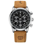 Luxury Men's Leather Strap Chronograph Quartz Watch