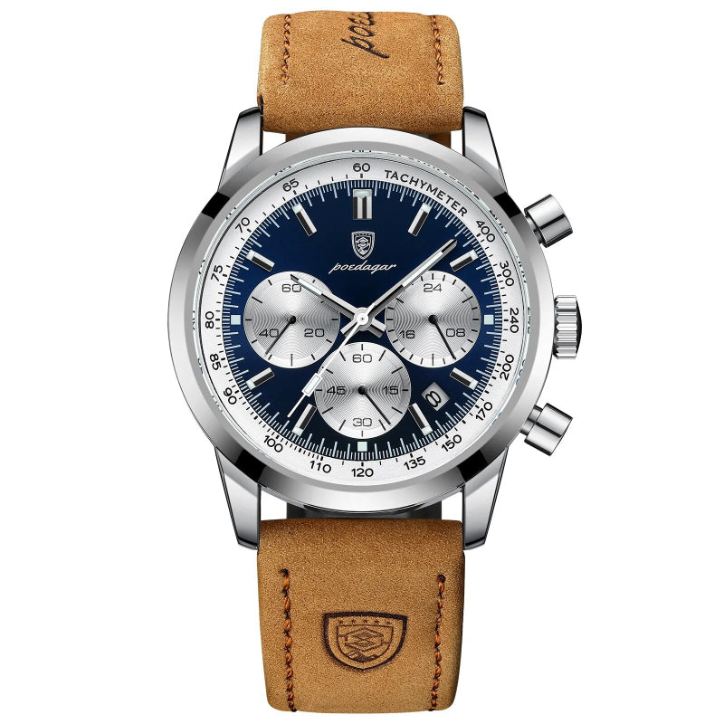 Luxury Men's Leather Strap Chronograph Quartz Watch