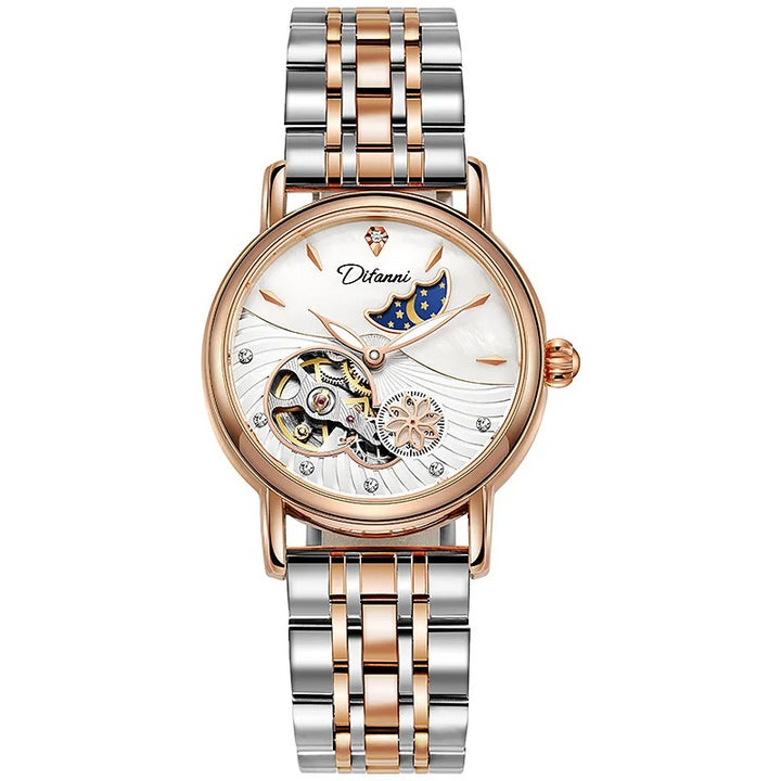 Women's Rotatable Flower Automatic Moon Phase Watch