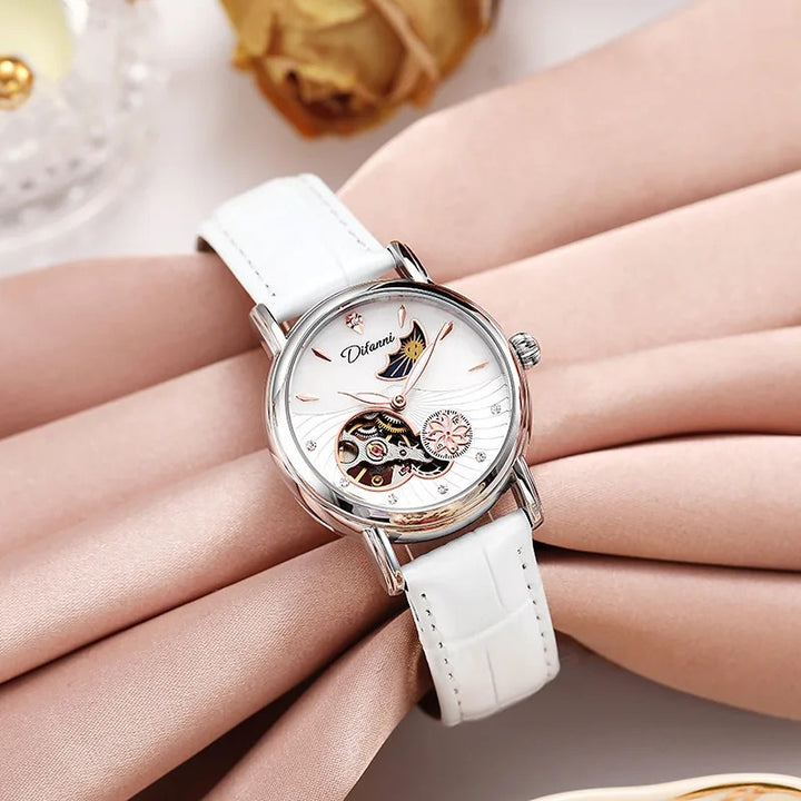 Women's Rotatable Flower Automatic Moon Phase Watch