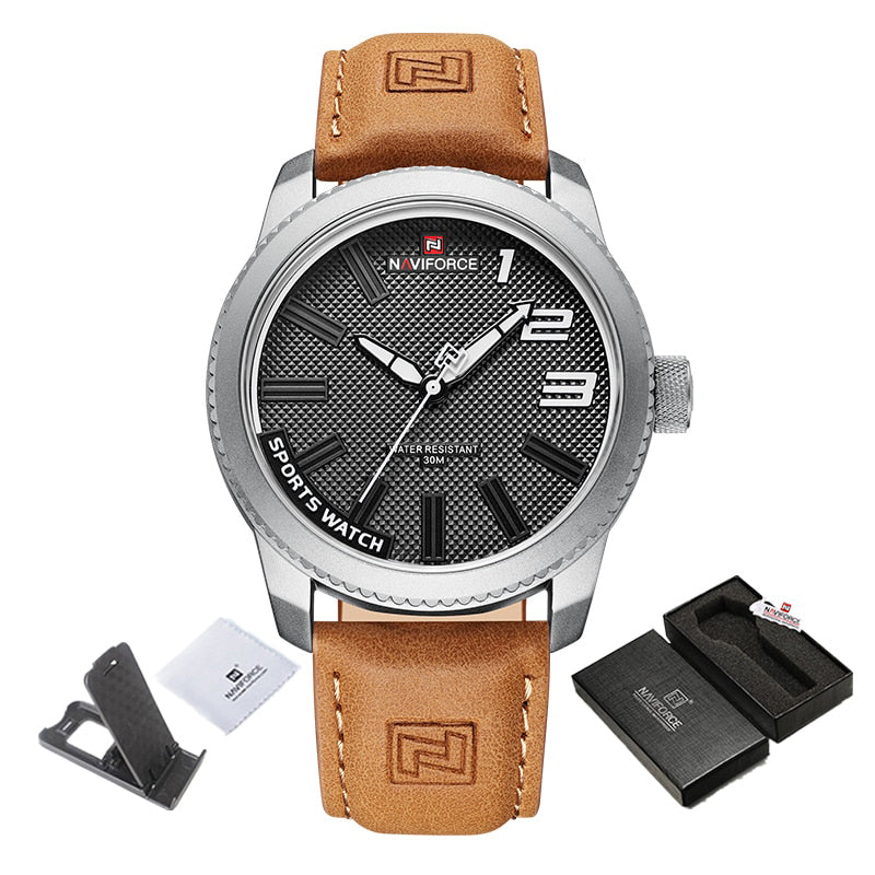 Men's Casual Sports Watch with Soft Leather Strap