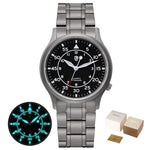 Titanium Quartz Watch with Glow in the Dark Dial Display