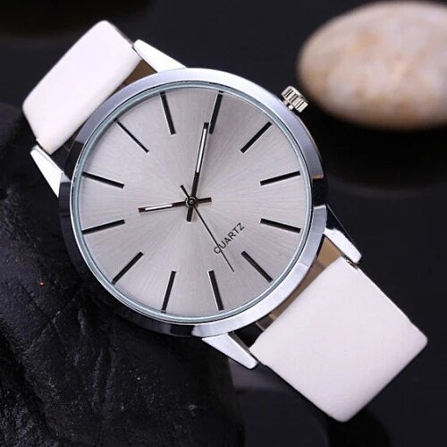 Minimalist Fashion Stick Dial with Leather Strap Quartz Watch