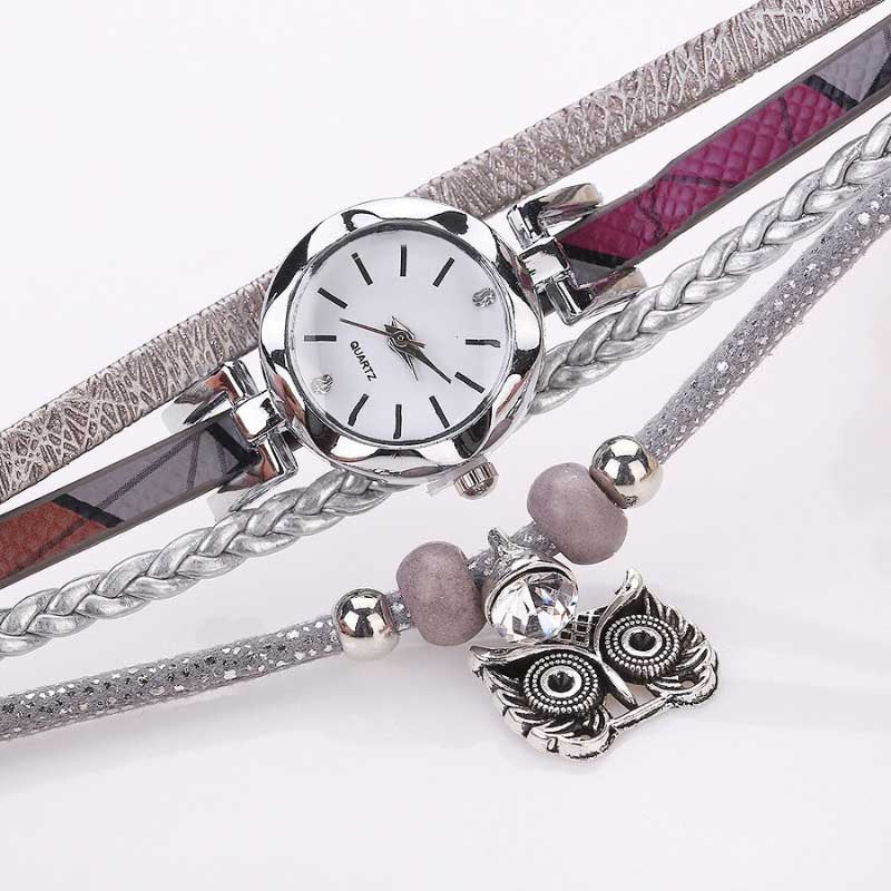 Multi-layer Bracelet with Quartz Watch and Charms for Women