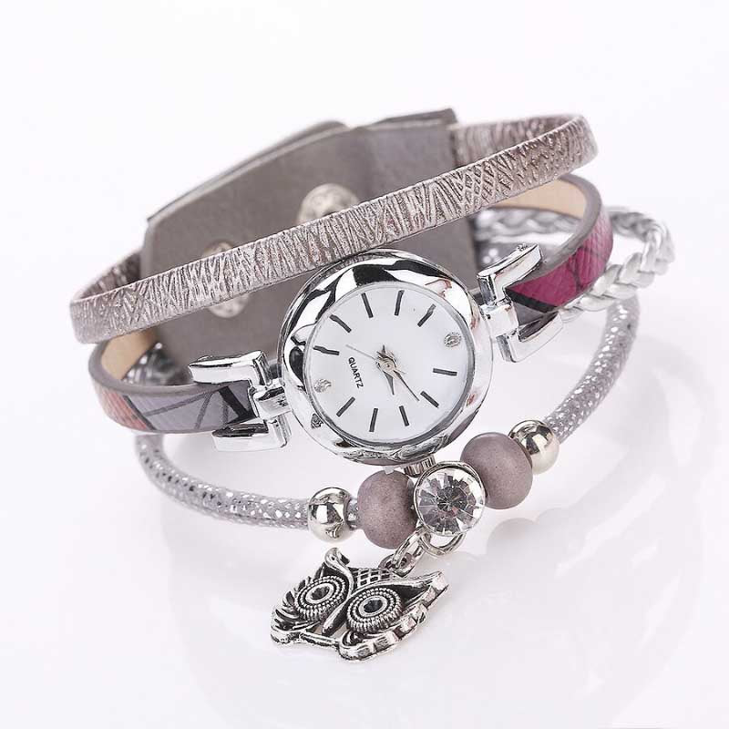 Multi-layer Bracelet with Quartz Watch and Charms for Women