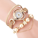 Summer Feeling Multi-layer Pearl and Charm Quartz Watch for Women