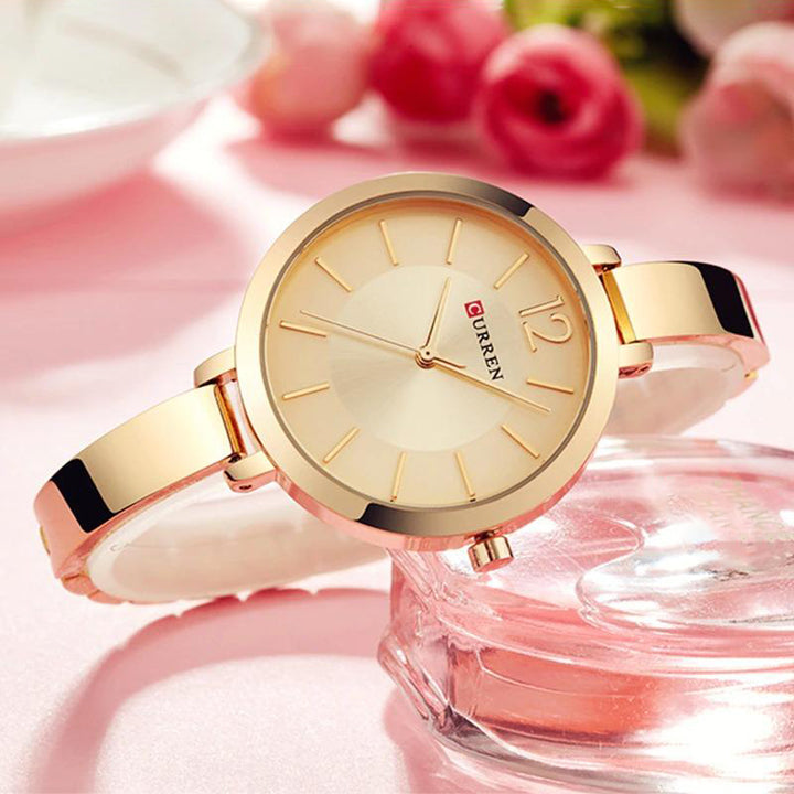 Stainless Steel Ultra Thin Casual Quartz Watch for Women