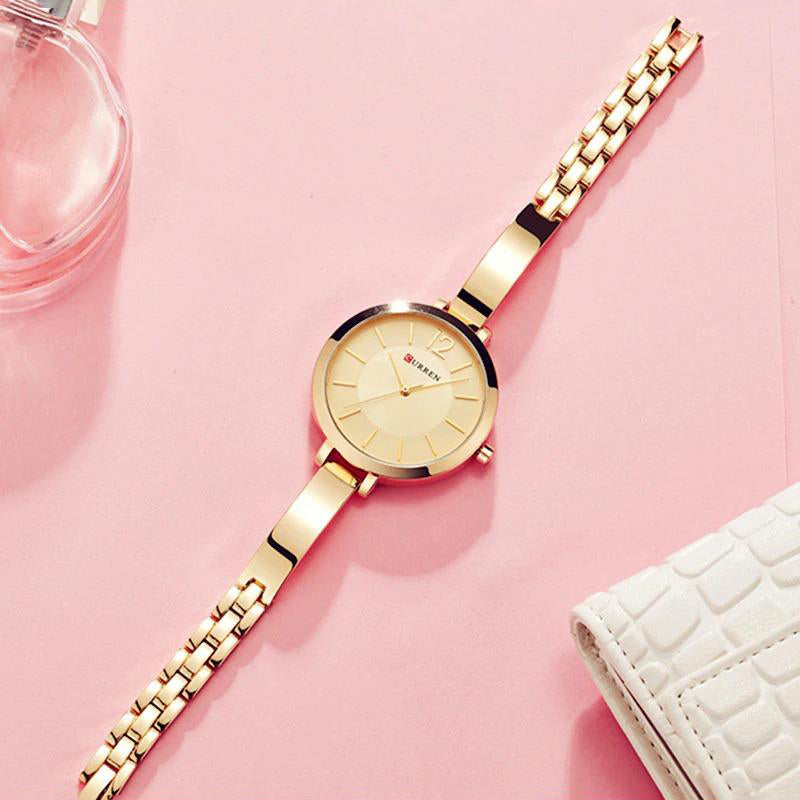 Stainless Steel Ultra Thin Casual Quartz Watch for Women