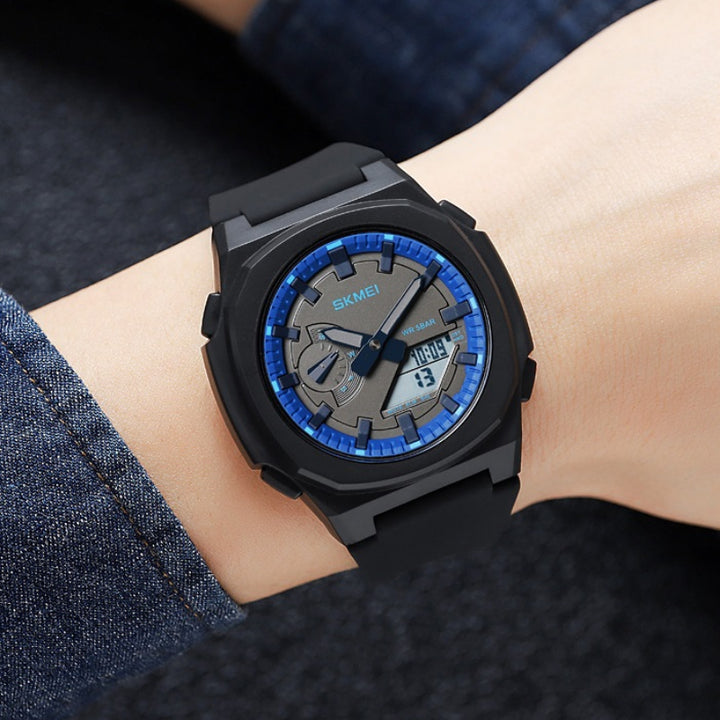 Men's Sporty Dual-Time Digital LED Display Wristwatches