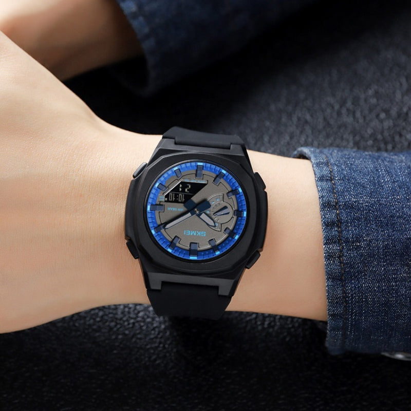 Men's Sporty Dual-Time Digital LED Display Wristwatches