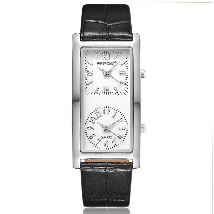 Genuine Leather Classic Dual Dial Display Wristwatches