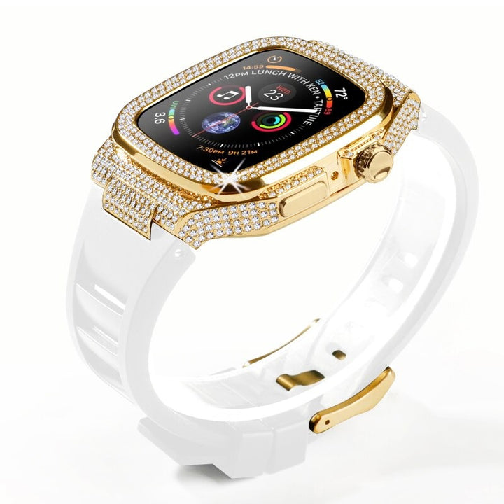 Rhinestone-studded Case with Rubber Strap Mod Kit for Apple Watches