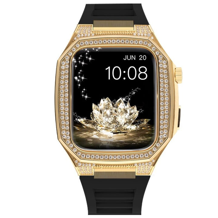Rhinestone-studded Case with Rubber Strap Mod Kit for Apple Watches