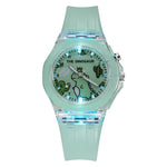 Cartoon Designs Luminous Flashing Lights Silicone Strap Kid's Watches