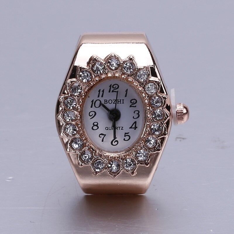 Delicate Rhinestone Flower Elastic Band Finger Rings