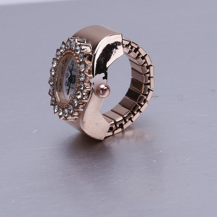 Delicate Rhinestone Flower Elastic Band Finger Rings