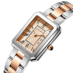 Fancy Roman Numeral Square Dial with Stainless Steel Strap Quartz Wristwatches