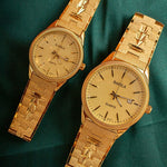Luxurious Retro Carved Couple's Quartz Watches