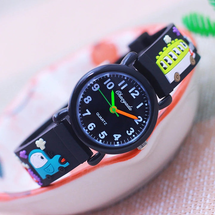 Soft Silicone Strap Cute Cartoon Cars and Bus Watch for Kids